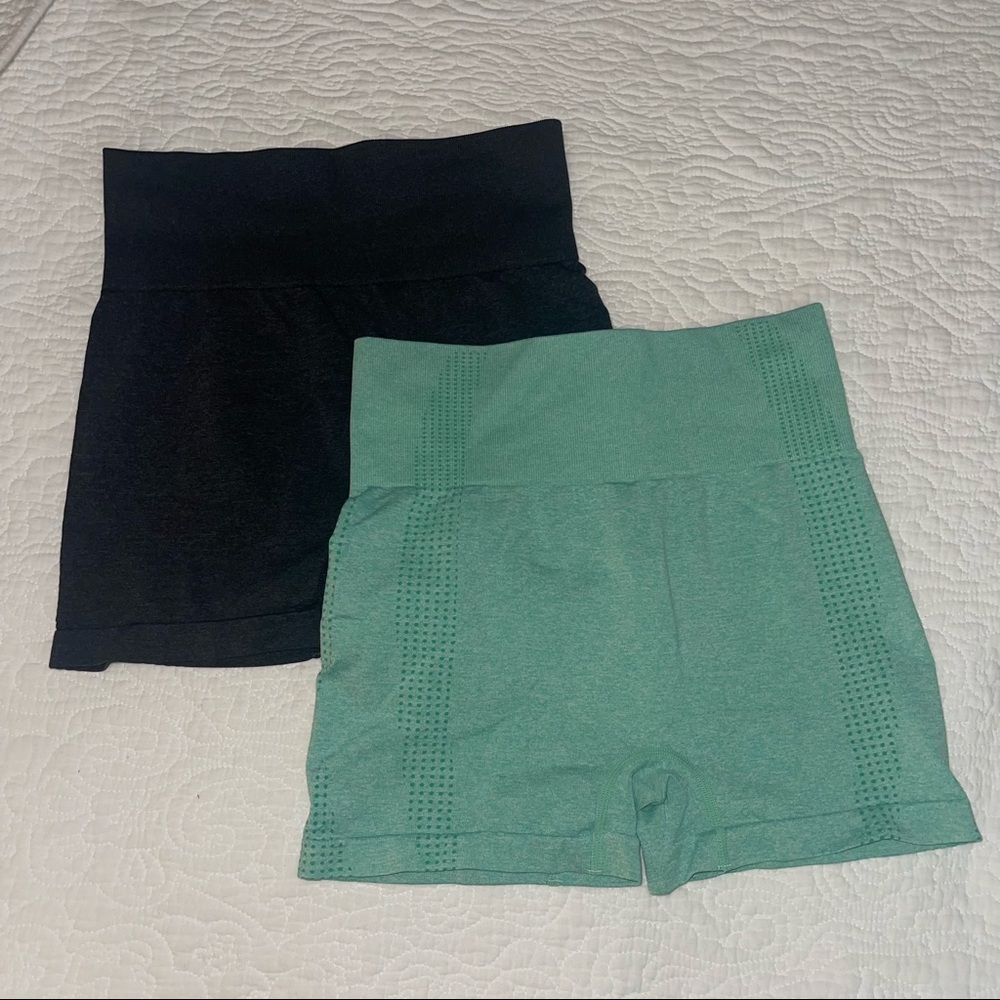 2 Pack of Biker Shorts | Size Small | Green and Black